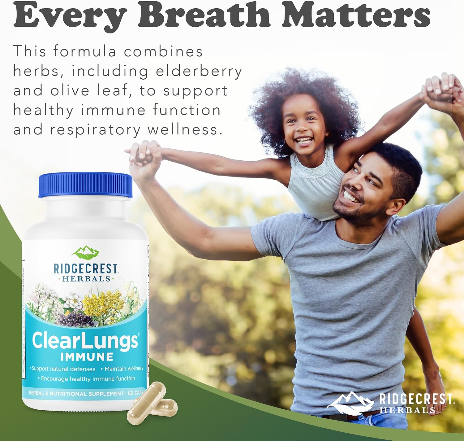 RidgeCrest Herbals ClearLungs Immune – Lung Support Supplement with Elderberry, Zinc, Vitamin C, and Herbal Immune Complex (60 Vegan Capsules) - görsel 6