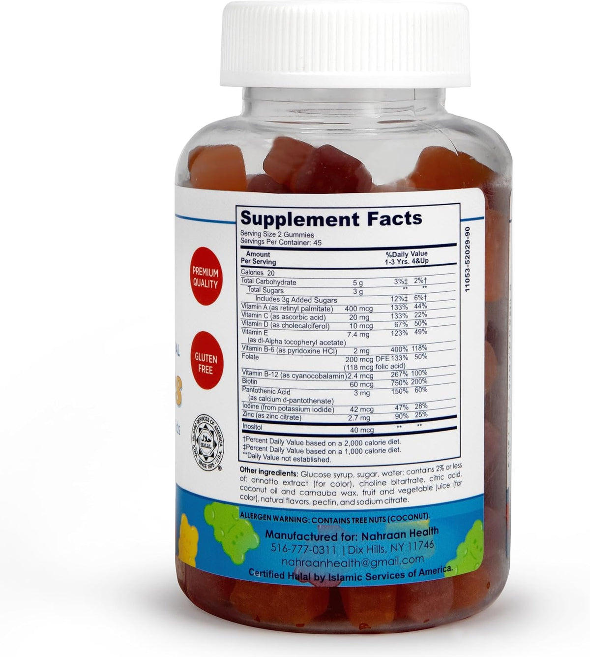 Kids Multivitamin Gummies – Halal, Gluten-Free Vitamins for Toddlers & Children with Vitamin A, C, D, E, B6, B12 & Minerals for Immune Support, 90 Gummies - görsel 2