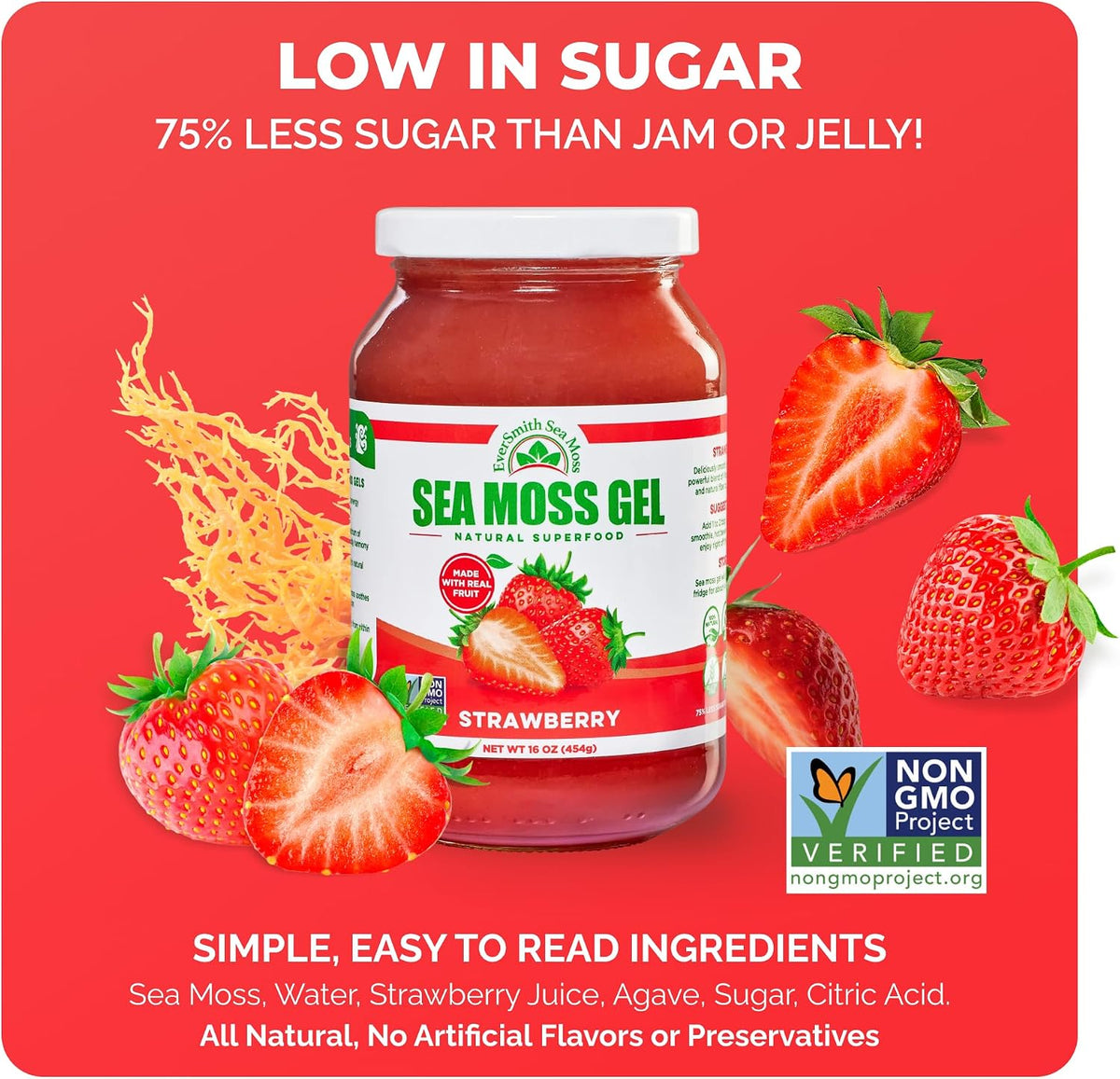 Wildcrafted Irish Sea Moss Gel - Strawberry (1 Jar) - görsel 7