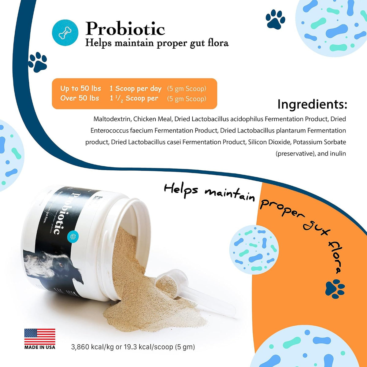 Probiotic and Prebiotic Powder for Dogs - Digestive Health and Immune Support Supplement - görsel 2