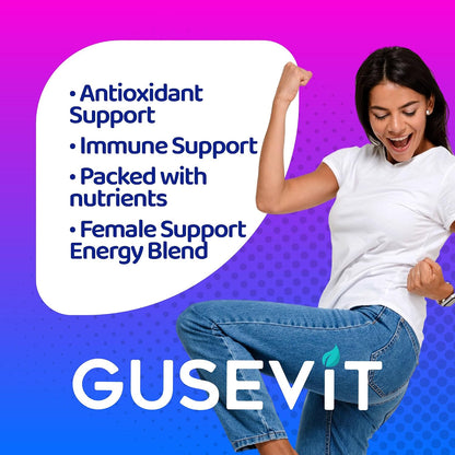 Gusevit 37-in-1 Women's Multivitamin for Immune Function, Energy Metabolism, Bone & Skin Health & Hair Maintenance – with Vitamin C, D3, Folic Acid, B-Complex, Biotin, Zinc & More – 120 Tablets