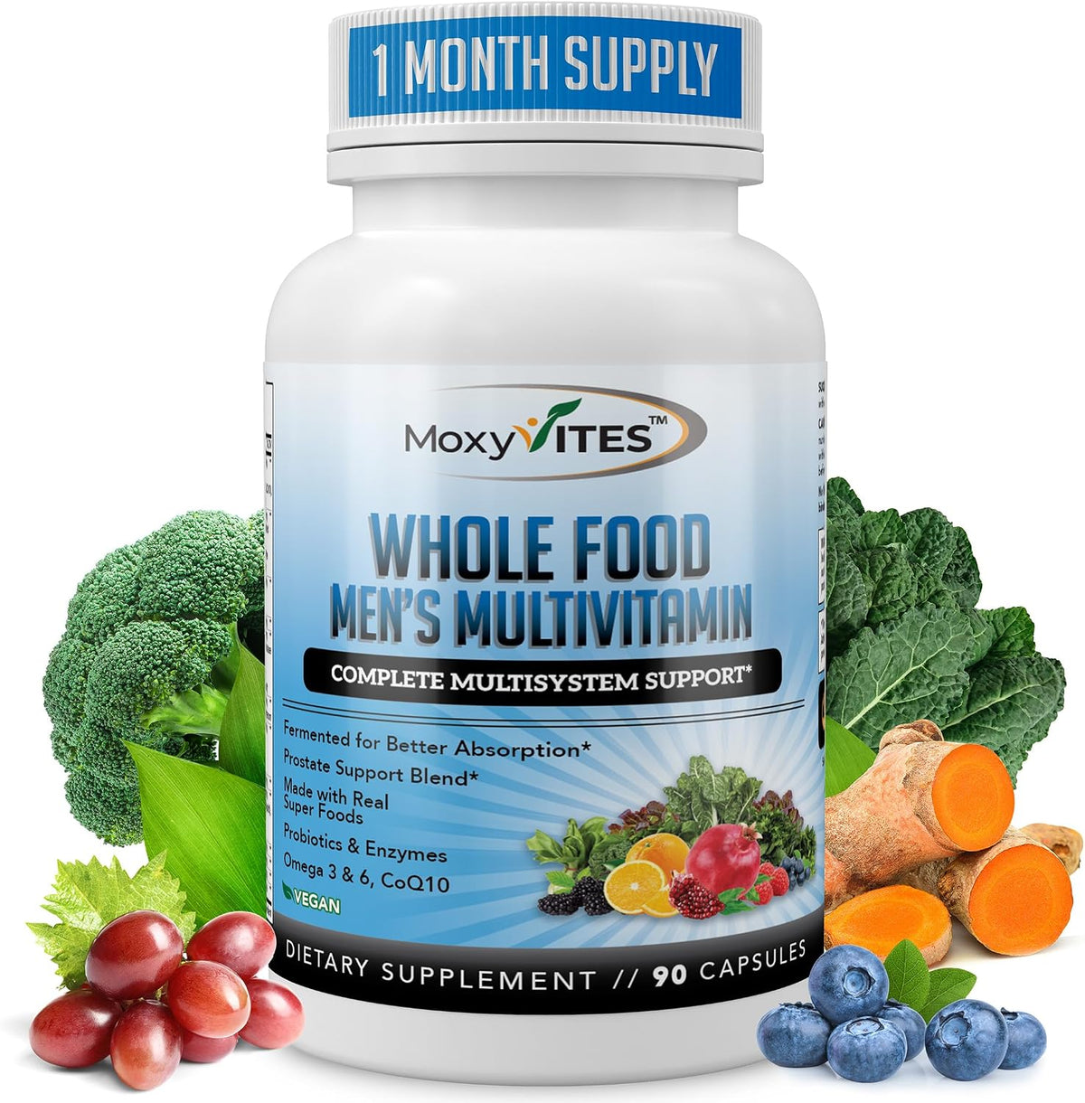 Methylated Men's Multivitamin with 44 Organic Whole Foods & Fermented Nutrients - görsel 1