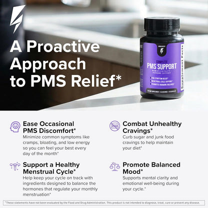 Inno Complete PMS Support - PMS Support Supplement for Women with Chasteberry, Vitamin B6 and Calcium for Menstrual Comfort, Cramp Relief, Mood Support and Cycle Balance (28 Capsules)