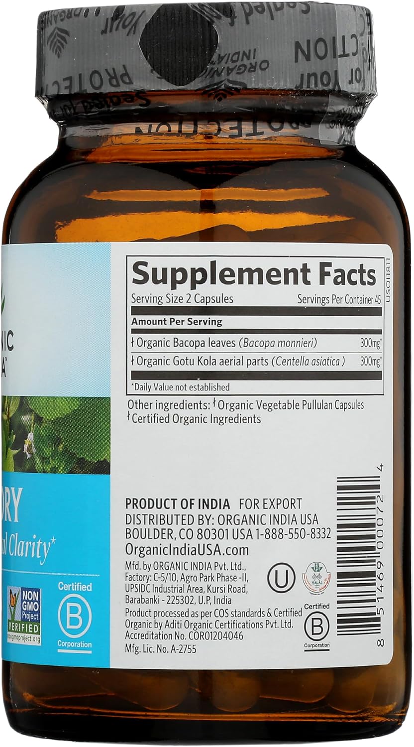 Organic India Organic Memory Capsules - Mental Clarity Support - 90 Vegetarian Capsules - görsel 5