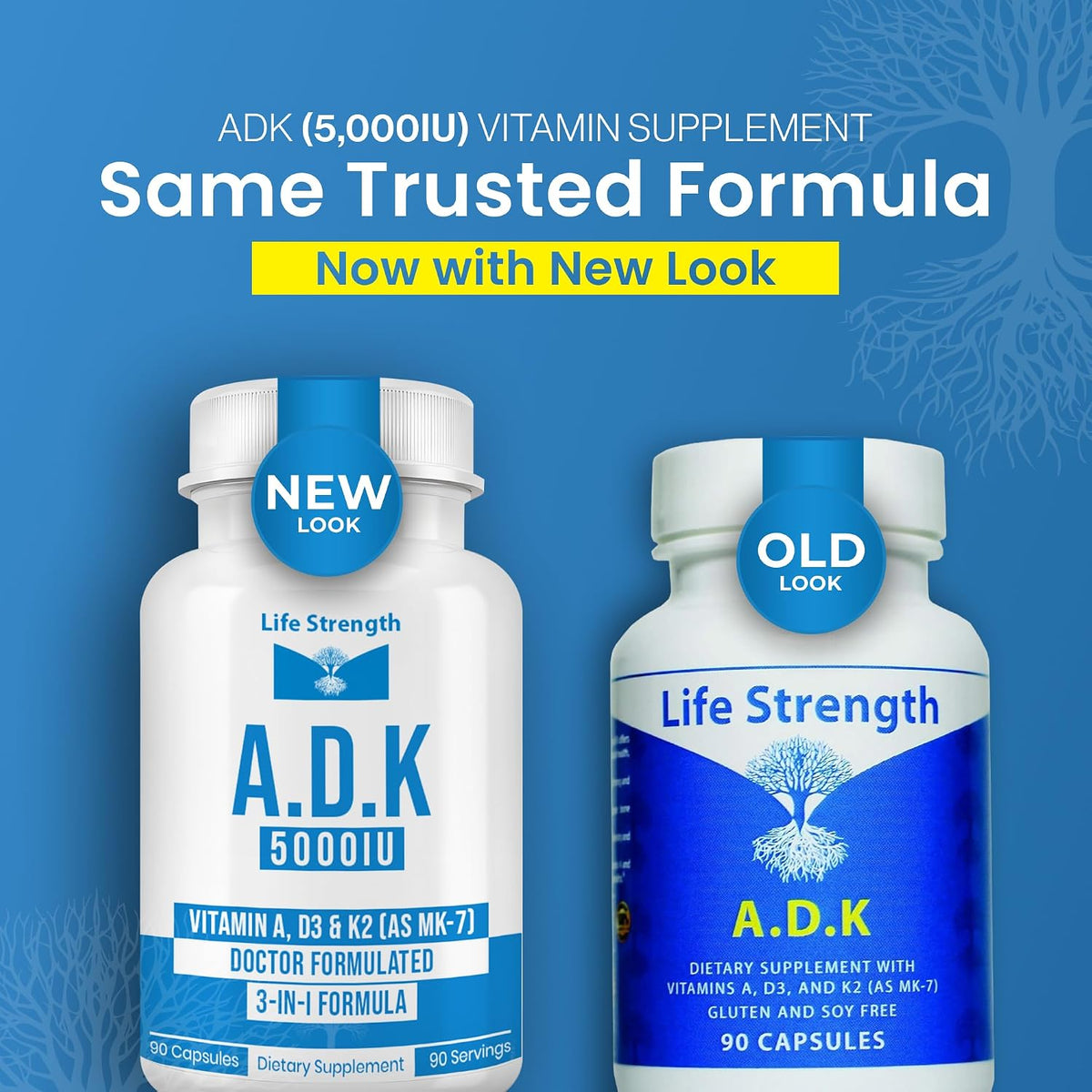 LifeStrength ADK 5 - Vitamin A, D3 5000 IU & K2 (MK-7) Supplement - 90 Capsules - görsel 3