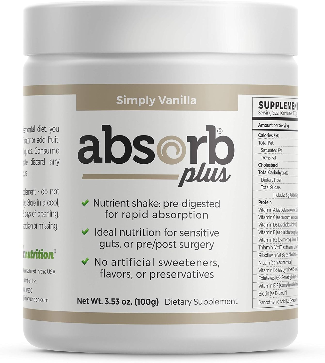 Absorb Plus Elemental Shake – Simply Vanilla (100 g) - görsel 1