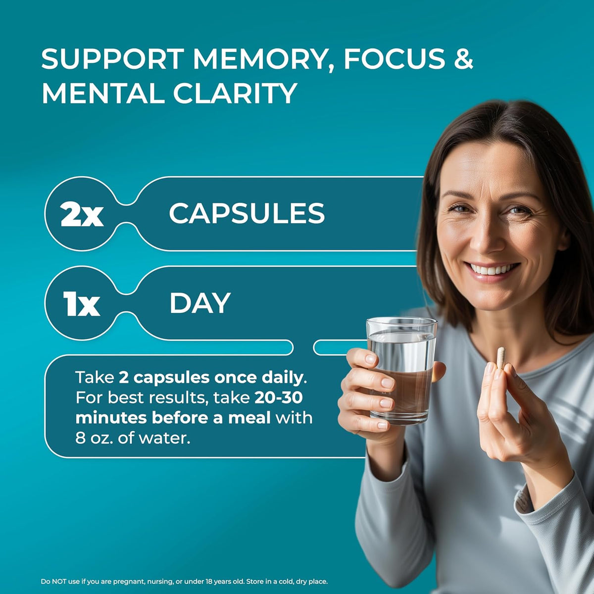 PUREHEALTH RESEARCH Ageless Brain - Nootropic Brain Supplement for Memory and Concentration, 180 Capsules - görsel 5