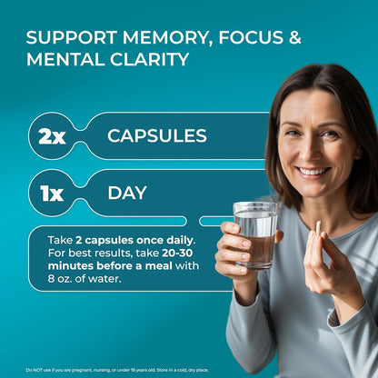 PUREHEALTH RESEARCH Ageless Brain - Nootropic Brain Supplement for Memory and Concentration, 180 Capsules