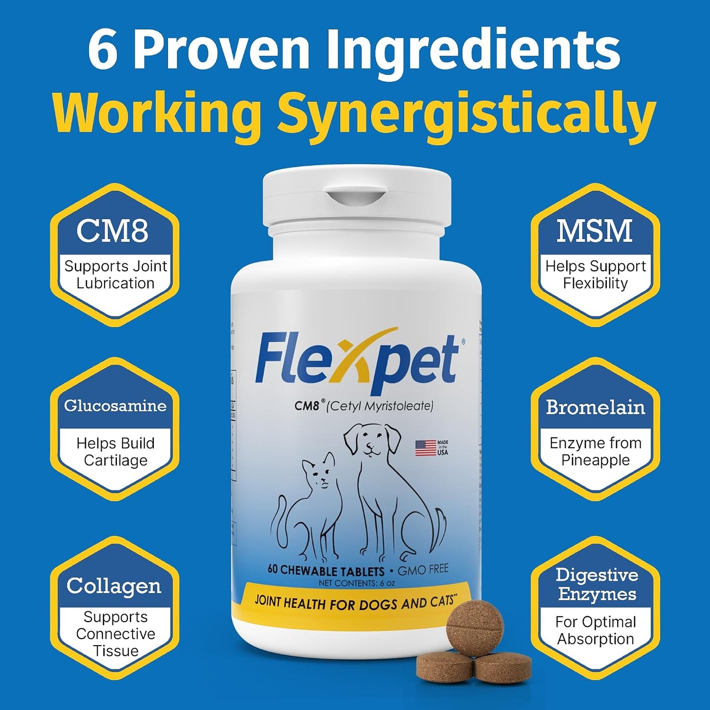 Hip & Joint Supplement for Dogs & Cats with Cetyl Myristoleate, Glucosamine, Collagen, MSM - Advanced Joint Support for Mobility, Senior Pets, Small & Large Breeds - 180 Tablets (Pork Liver Flavour) - görsel 2