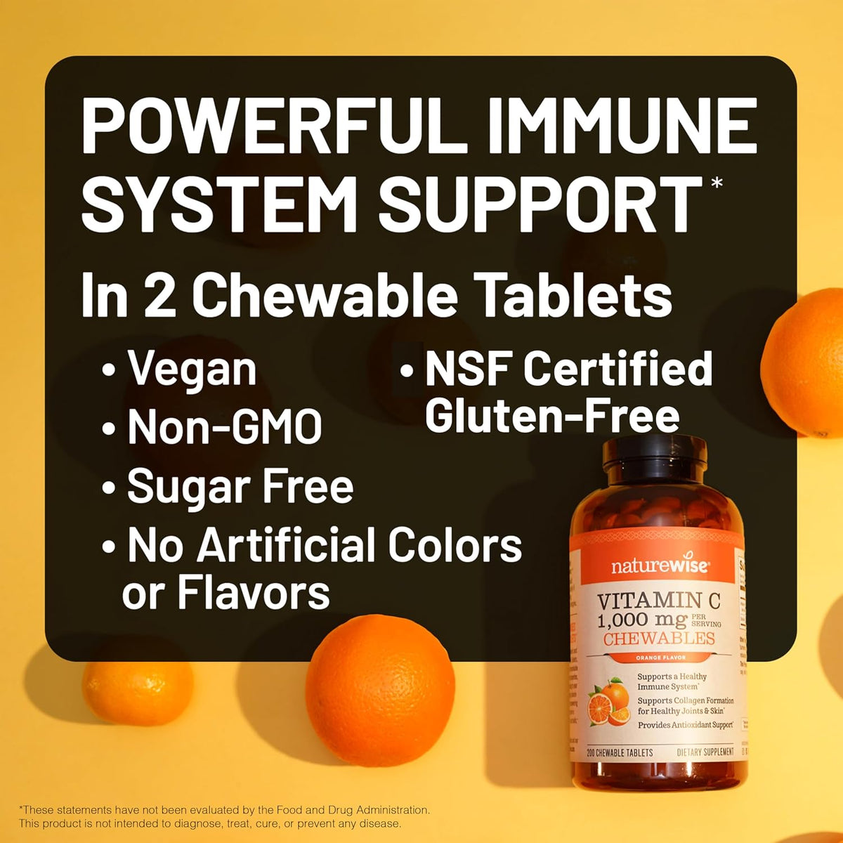 NatureWise Extra Strength Vitamin C Chewable 1000mg - Natural Orange Flavour - 90 Chewable Tablets - görsel 3
