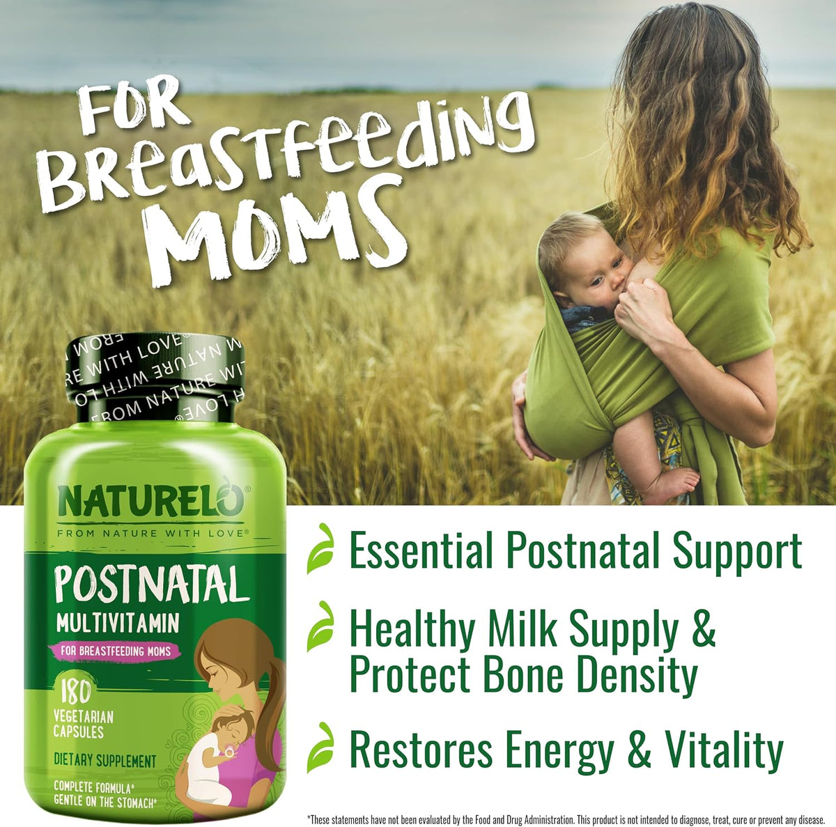 NATURELO Postnatal Multivitamin | Plant-Based Supplement for Breastfeeding Women | 180 Capsules - görsel 6