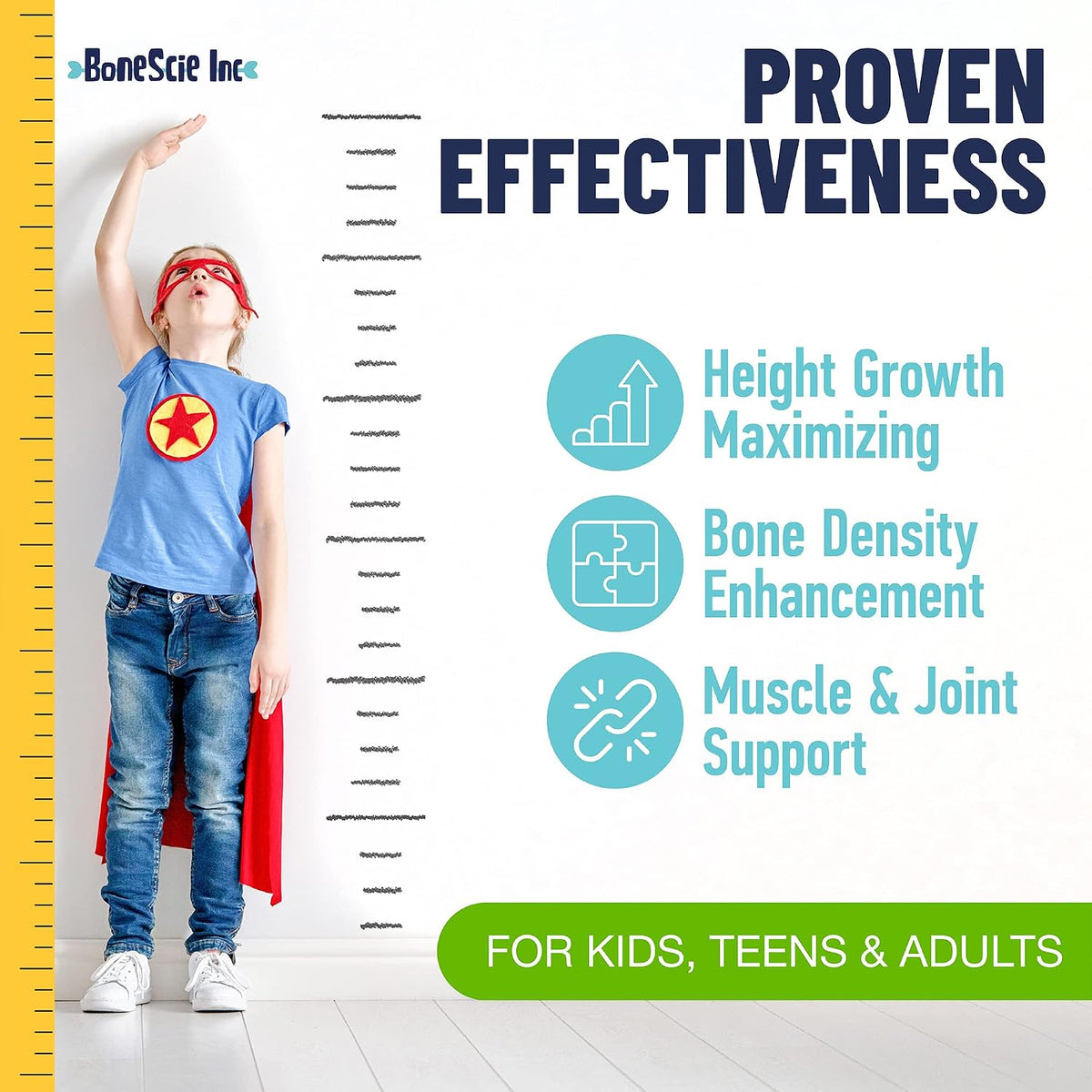 Height Growth Maximiser – Kids & Teens Bone Development Supplement with Calcium, Vitamin D3 & Zinc – 120 Capsules - görsel 3