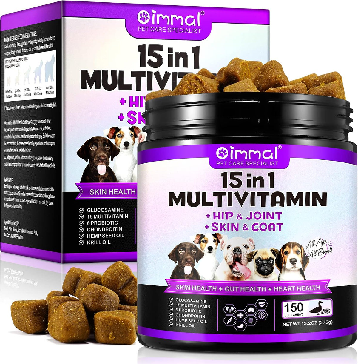 Oimmal 15-in-1 Dog Multivitamin Chews with Glucosamine and Probiotics - 150 Soft Chews - görsel 9