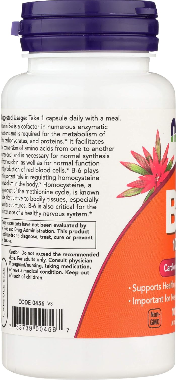 Now Foods B-6 100 mg, 100 Capsules - görsel 5