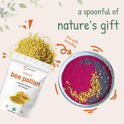 Micro Ingredients Organic Bee Pollen Granules, 454 g | Fresh Harvest, Raw & Natural Superfood