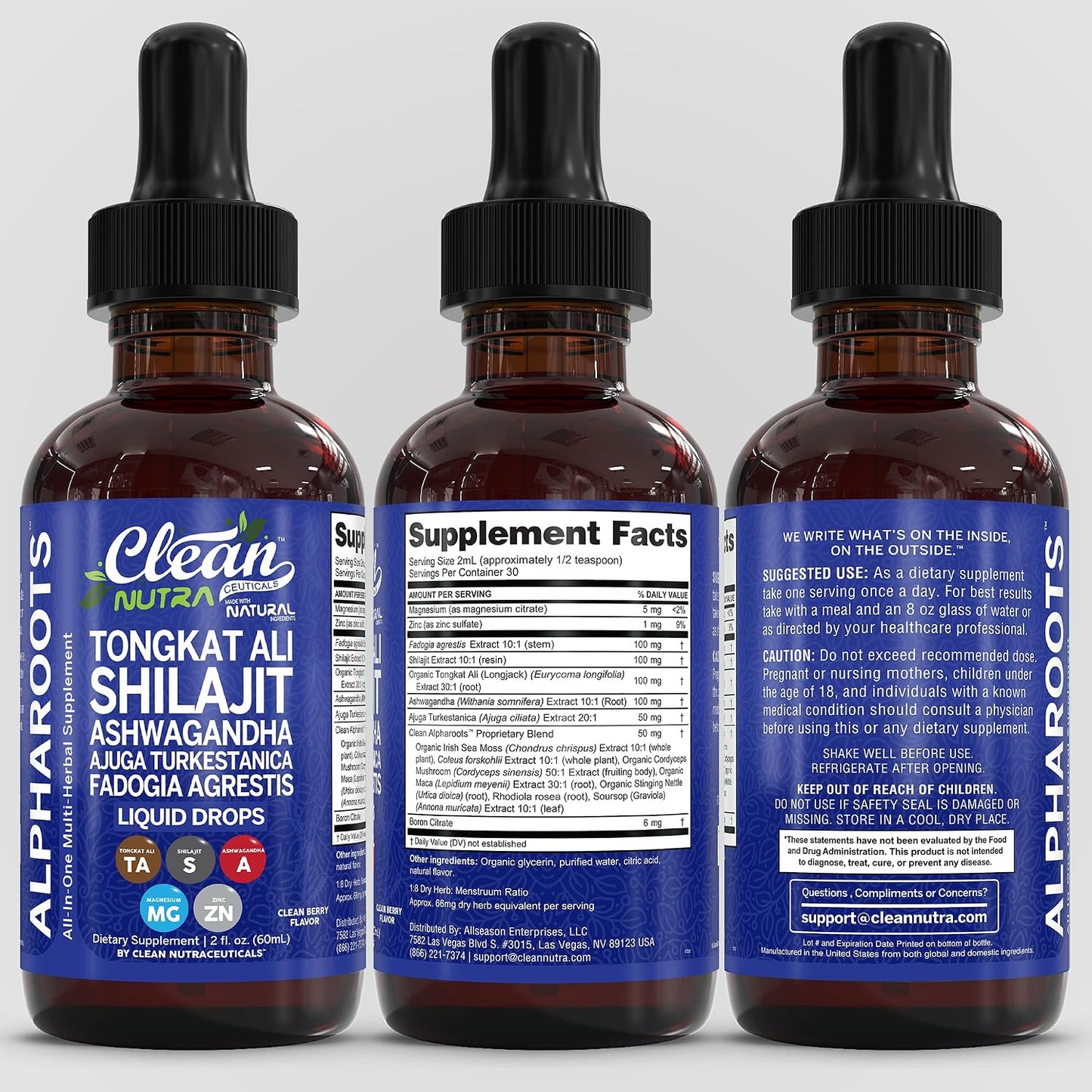 Clean Nutra Tongkat Ali Liquid Drops – Herbal Supplement for Men with Ashwagandha, Shilajit, Turkesterone, Magnesium, Irish Sea Moss, and Zinc - görsel 9