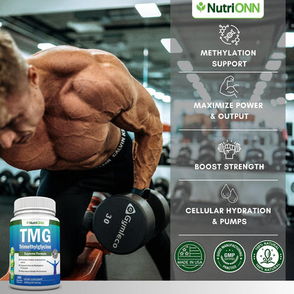 TMG Trimethylglycine Supplement - 1000mg - 180 Capsules - Pure Betaine Anhydrous - Non-GMO