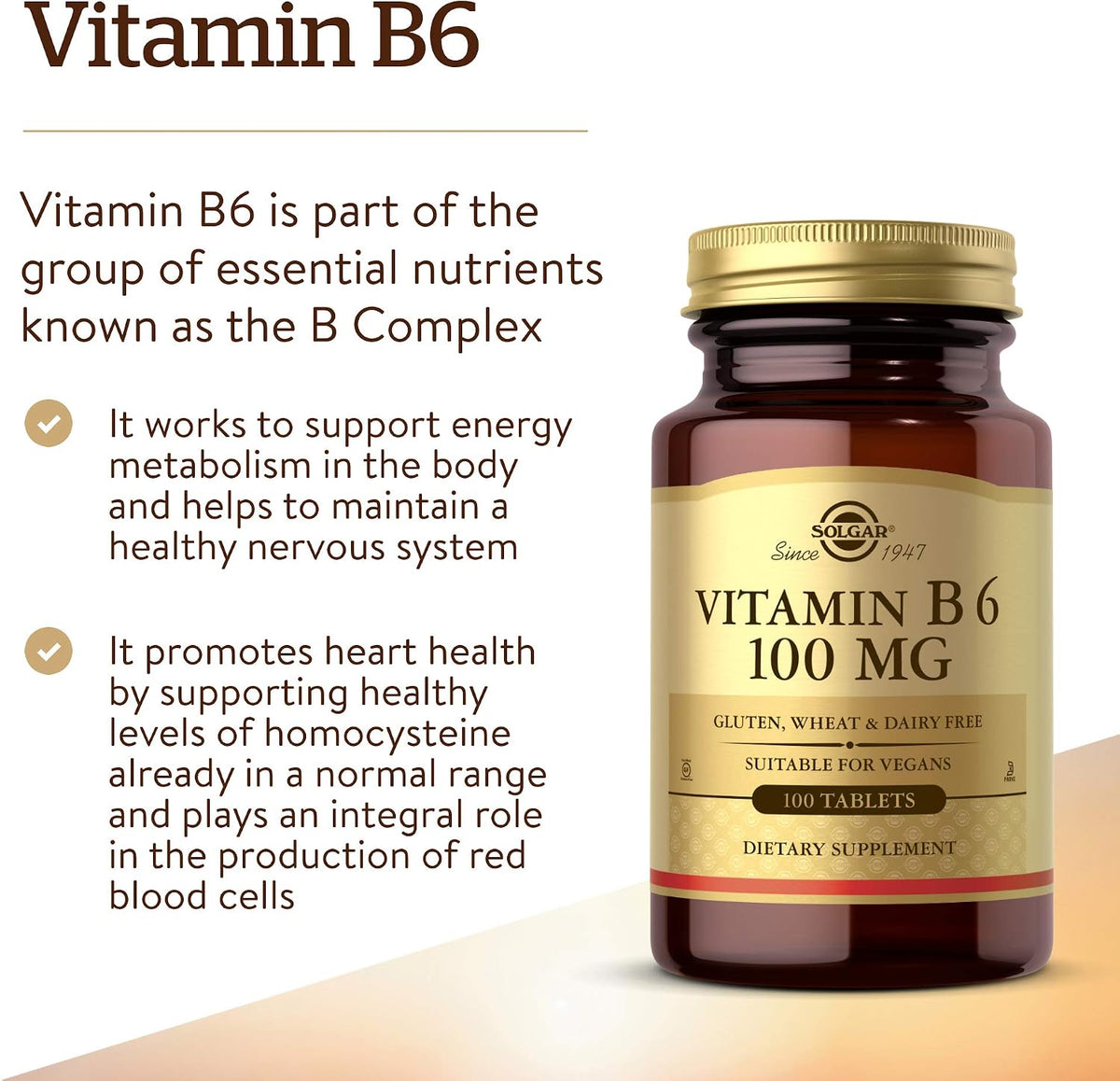 Solgar Vitamin B-6 100 mg, 100 Tablets - görsel 3