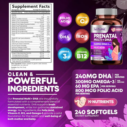 Built by Nature Prenatal Vitamins for Women, 240 Soft gel capsules