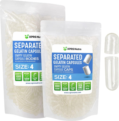 XPRS Nutra Gelatine Size 4 Separated Capsules – 100 Pack