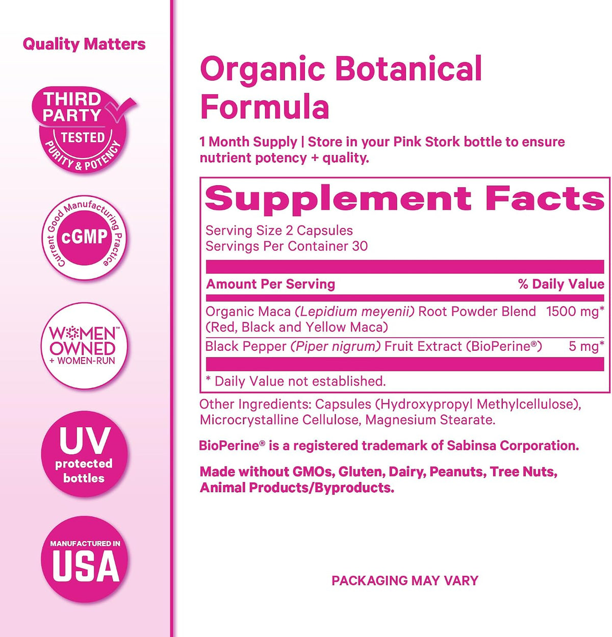 Pink Stork Maca Root Capsules for Women – Organic Maca with BioPerine for Hormonal Wellbeing & Energy - görsel 6