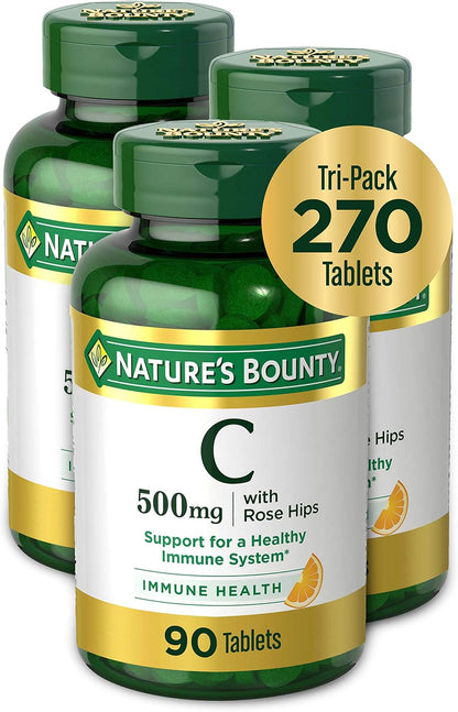 Nature's Bounty Pure Vitamin C 500 mg Tablets – 9 Bottles, 250 Tablets Each