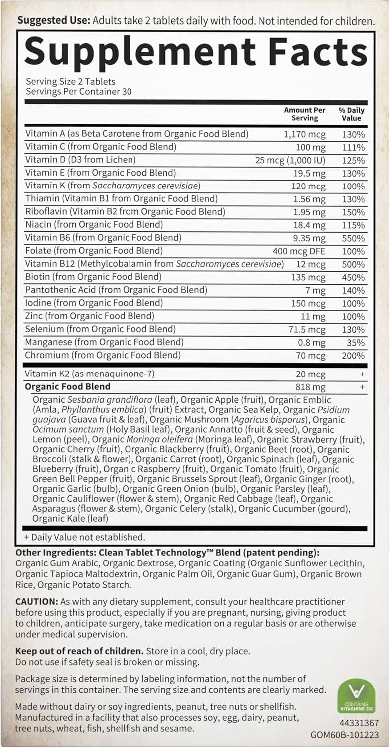 Garden of Life Organics Men’s Multivitamin with Prostate Support, B12 & Vitamins – Vegan Daily Whole Food Multivitamin, Non-GMO, Certified Organic, 60 Tablets - görsel 8