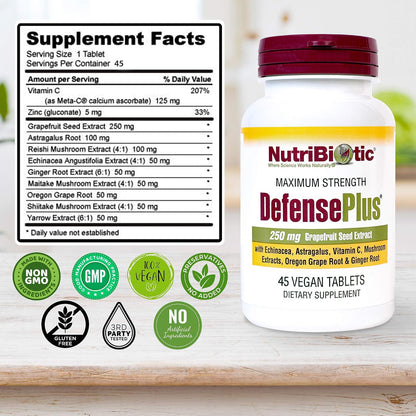 NutriBiotic DefencePlus – 11-in-1 Immune Support, 45 Tablets