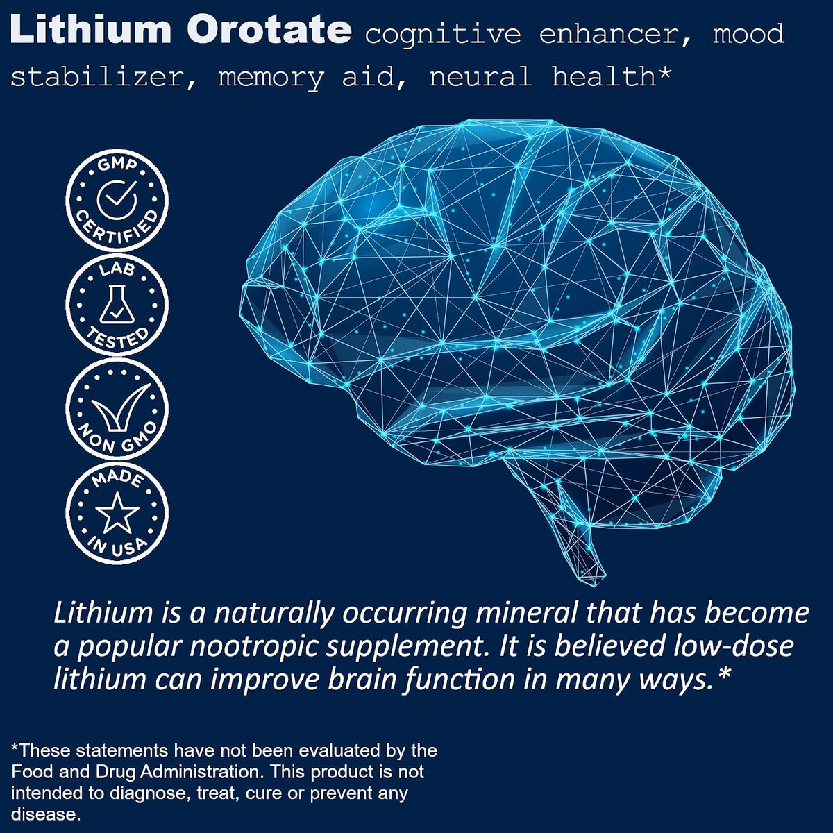 LifeLink Monolith - Lithium Orotate 135 mg, 100 Tablets - görsel 2
