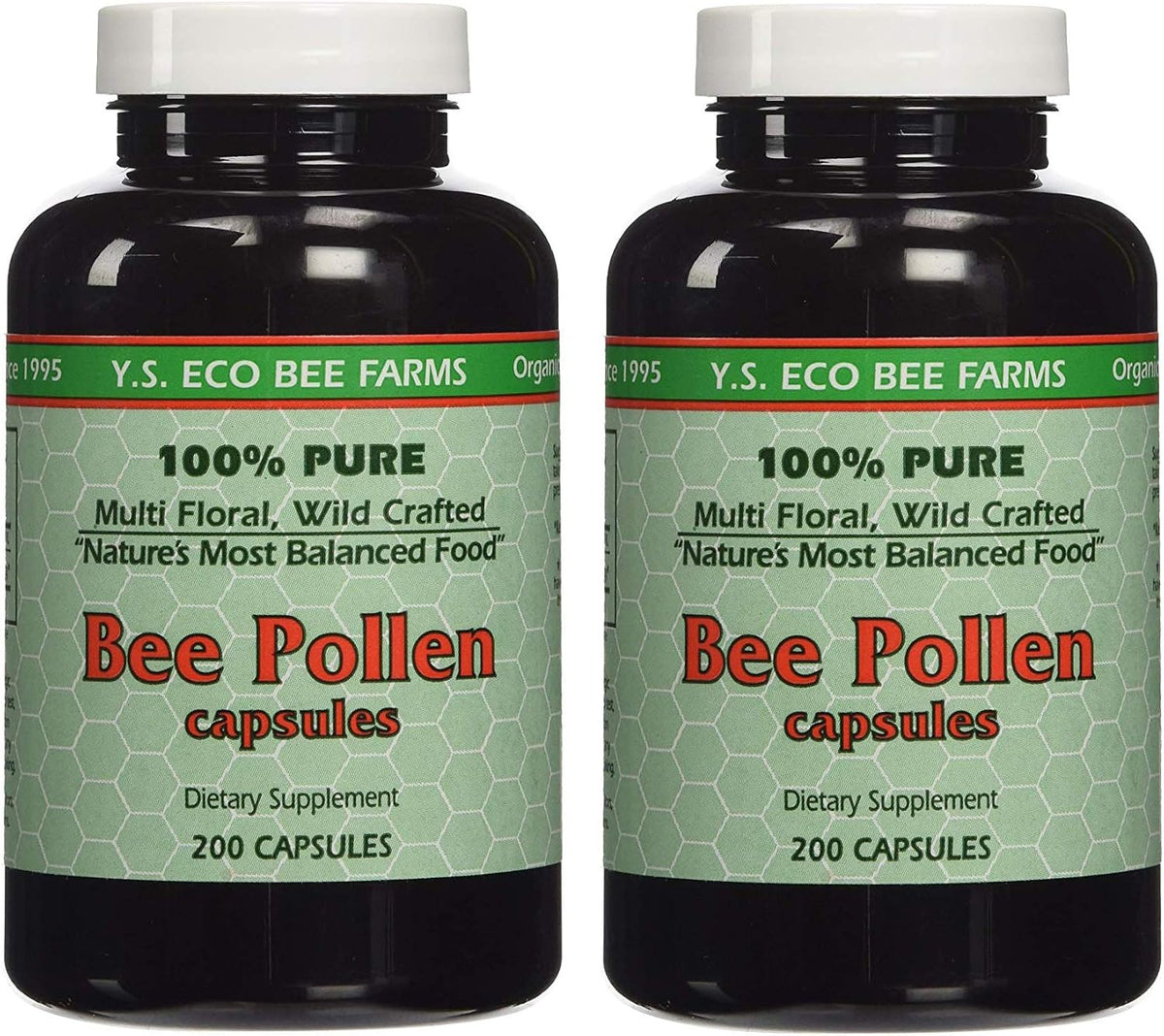 YS Organic Bee Pollen - 200 Capsules (Pack of 2) - görsel 1