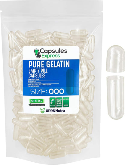 XPRS Nutra Size 000 Empty Gelatine Capsules – 1000 Pack