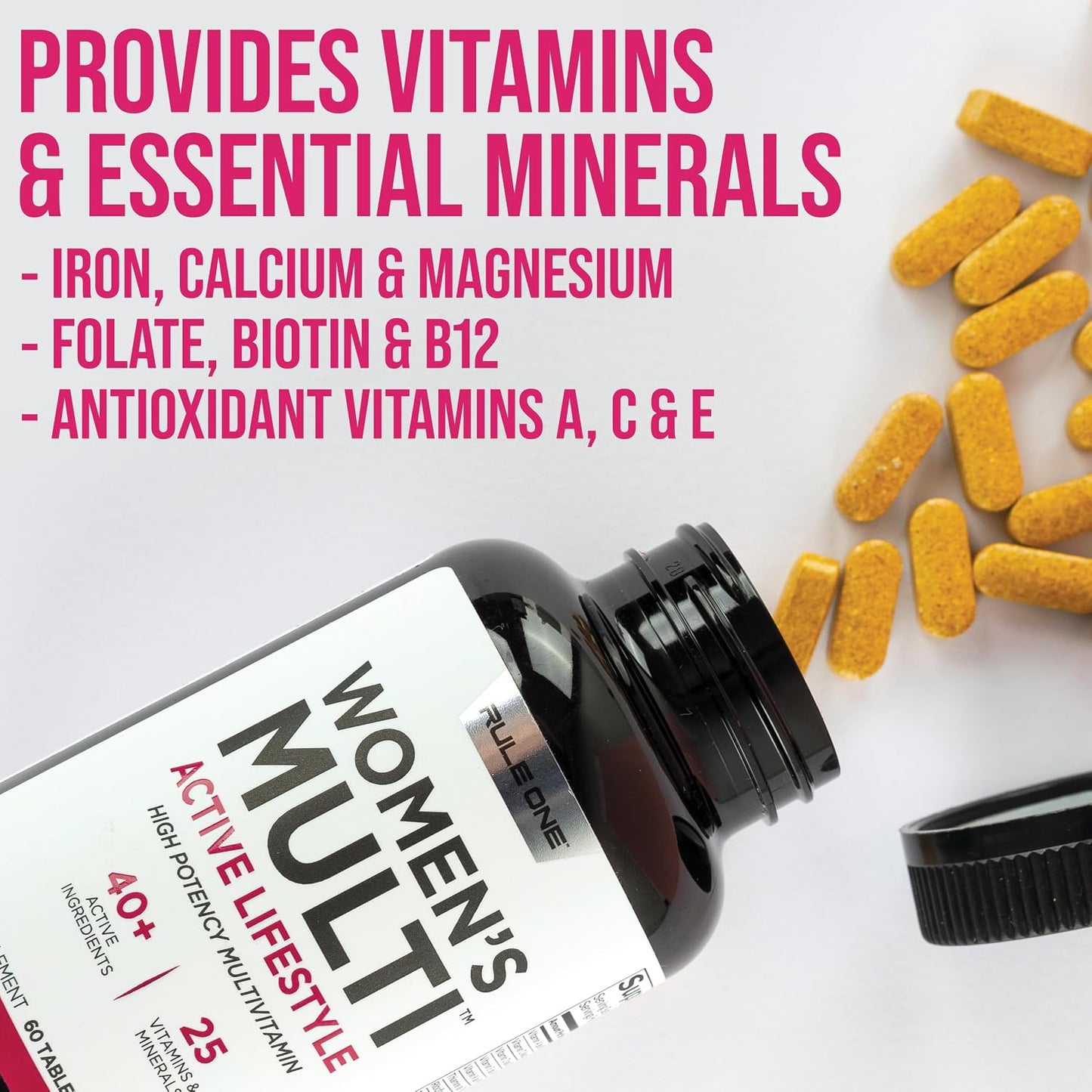 Rule 1 Proteins Women's Multi, 60 Tablets, 30-Day Supply | Women's Daily Multivitamin with Essential Minerals, Superfoods and Botanical Extracts for Active Lifestyles and Wellness Support - görsel 7