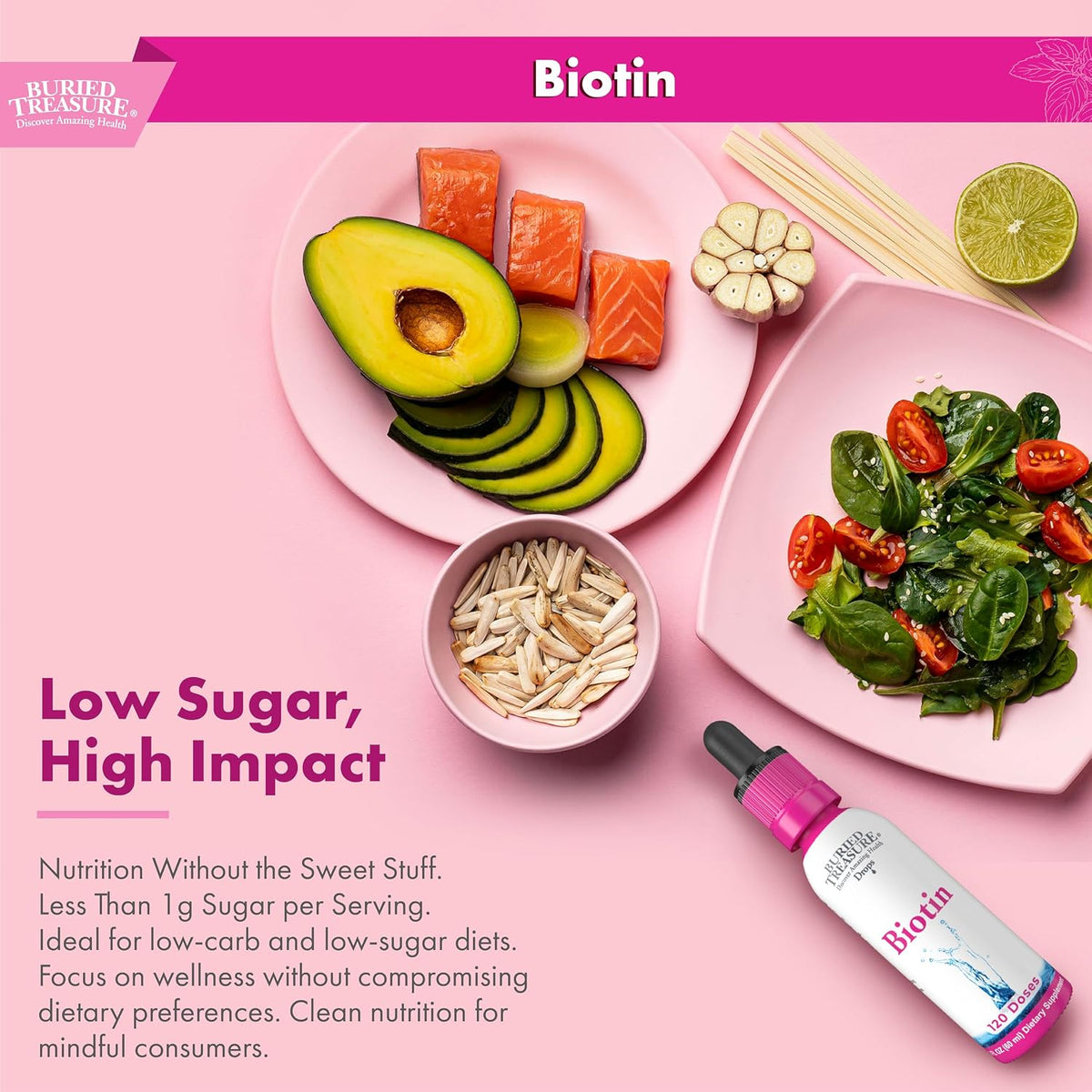 Buried Treasure Biotin Drops - Liquid Vitamin B7 for Hair, Skin & Nails, 60 ml (120 Servings) - görsel 3