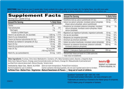 Emergen-C Immune+ Triple Action Immune Support Powder, BetaVia®, 1000mg Vitamin C, B Vitamins, Vitamin D and Antioxidants, Super Orange – 50 Count