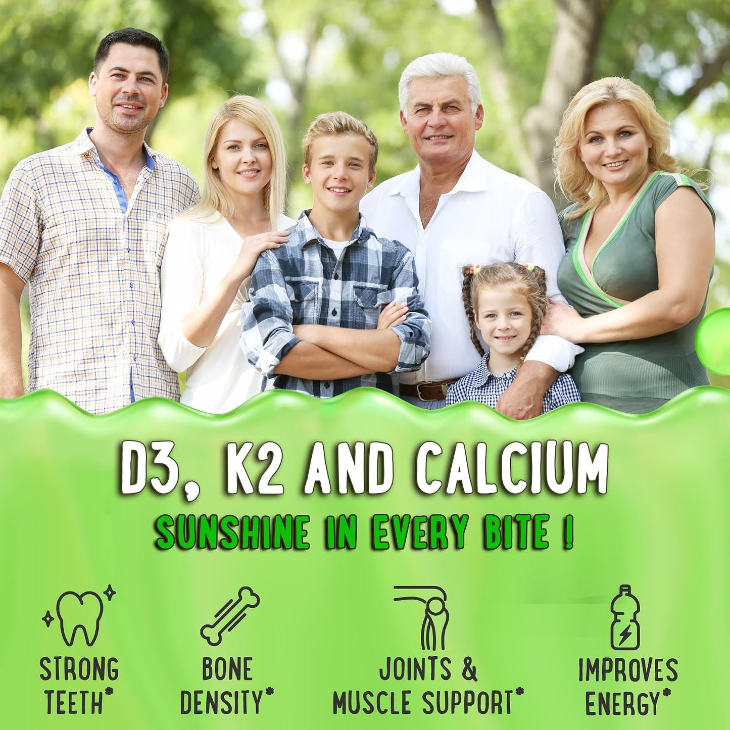 OH MY CHEWY Centre-Filled Vitamin D3 K2 & Calcium Gummies - 5000 IU D3, 120 mcg K2 (MK-7), 120 mg Calcium - Vegan & Non-GMO - 120 Count - görsel 3