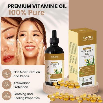 AEKONIK Organic Vitamin E Oil - Pure & Natural for Skin and Hair Care, 118 ml