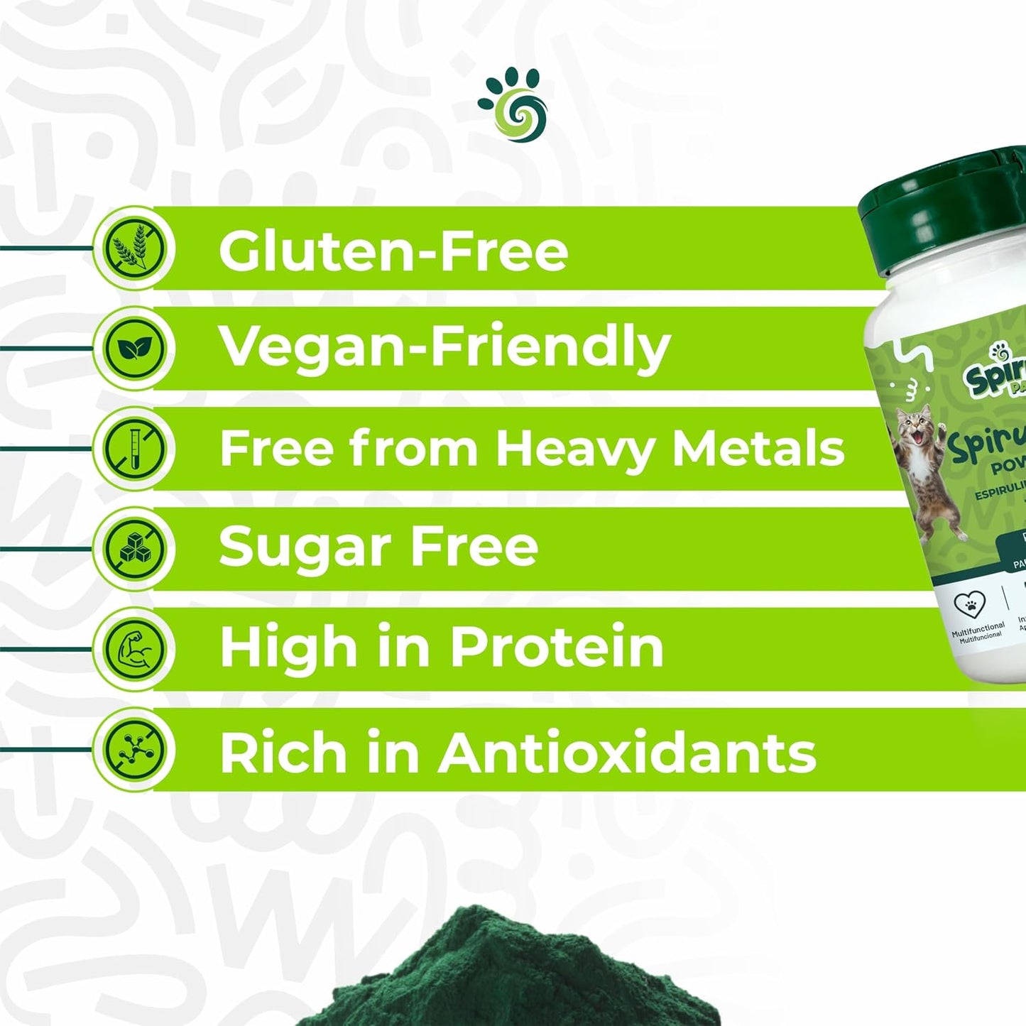 SPIRU PAW Spirulina Powder for Dogs & Cats - Plant-Based Microalgae Food Topper, 3 oz - görsel 4
