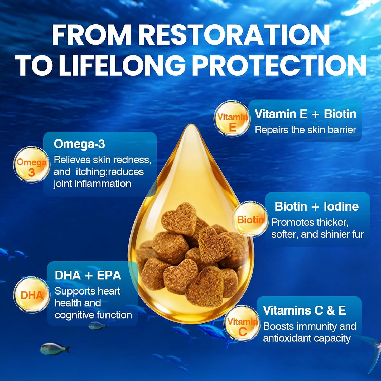 TTLXBL Omega-3 Fish Oil Supplement for Dogs – 200 Skin & Coat Chews with EPA & DHA - görsel 4