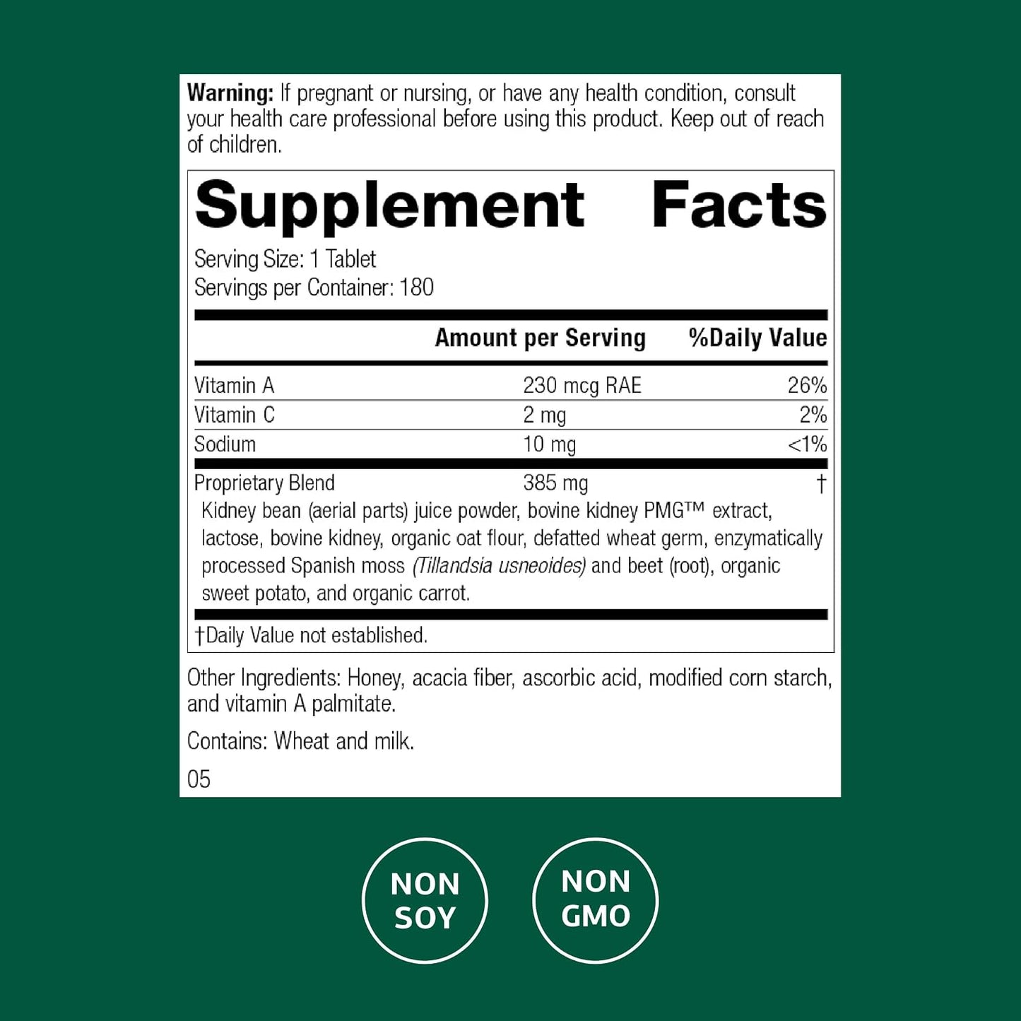 Standard Process Renafood – Kidney Support Food Supplement with Vitamin A, Non-Soya, 180 Tablets - görsel 2