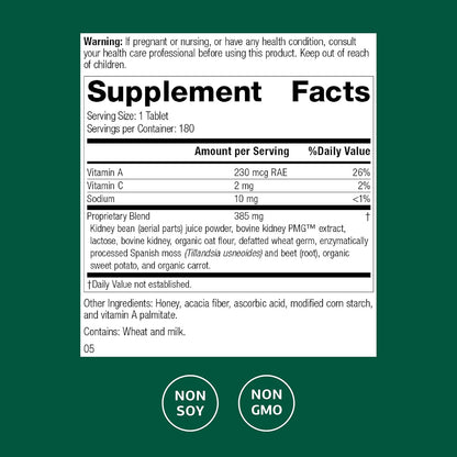 Standard Process Renafood – Kidney Support Food Supplement with Vitamin A, Non-Soya, 180 Tablets