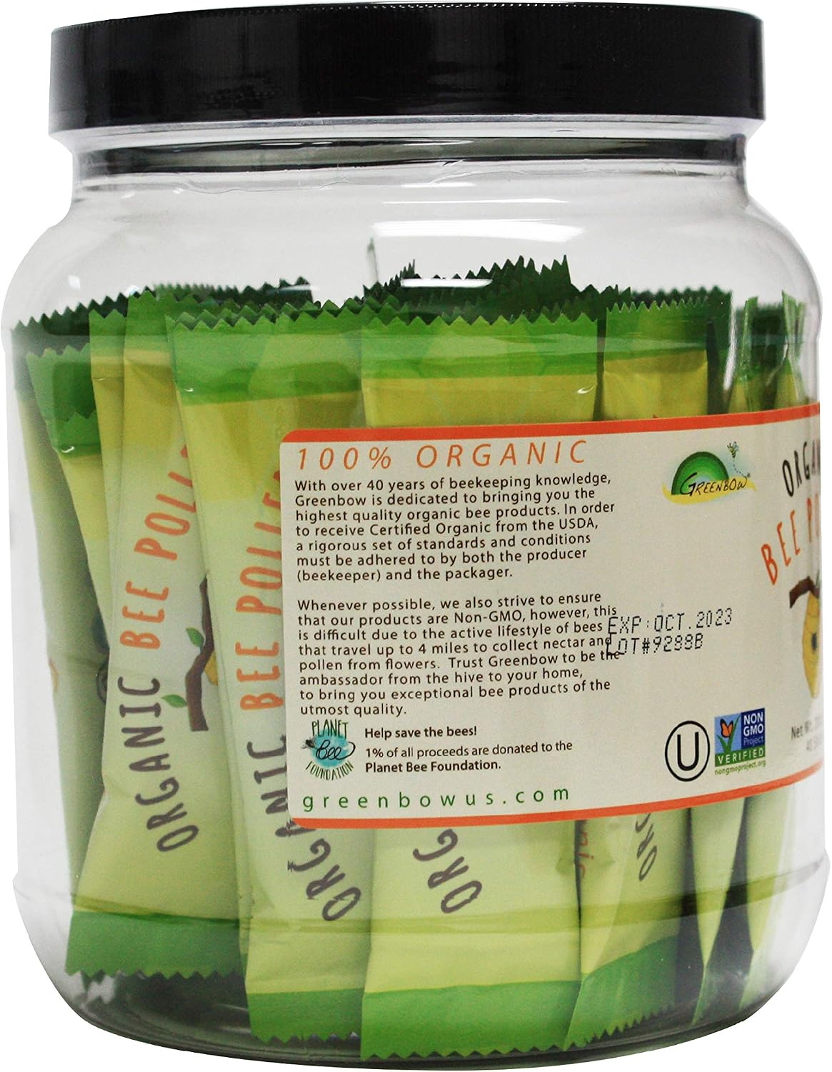 Greenbow Organic Bee Pollen - 100% Certified Organic, Non-GMO, Halal, Kosher, GMP, Pure & Natural Bee Pollen - Superfood Packed with Proteins, Vitamins & Minerals - Gluten-free (5g x 40 Sticks) - görsel 3