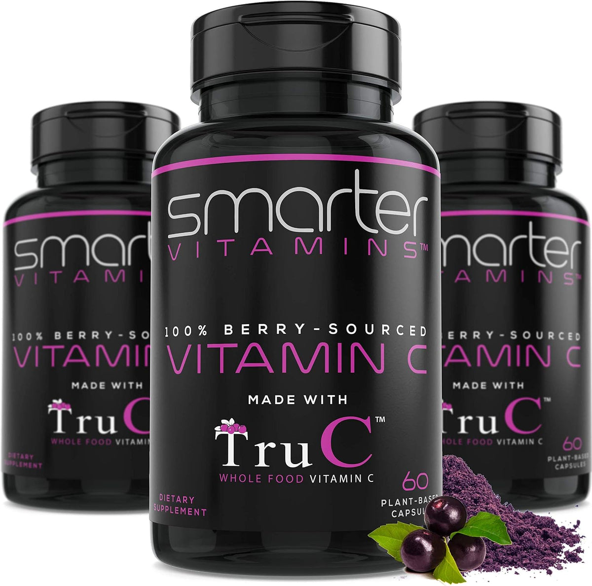 SmarterVitamins Raw Whole Food Vitamin C - 180 Vegan Capsules (3 Pack) - görsel 1