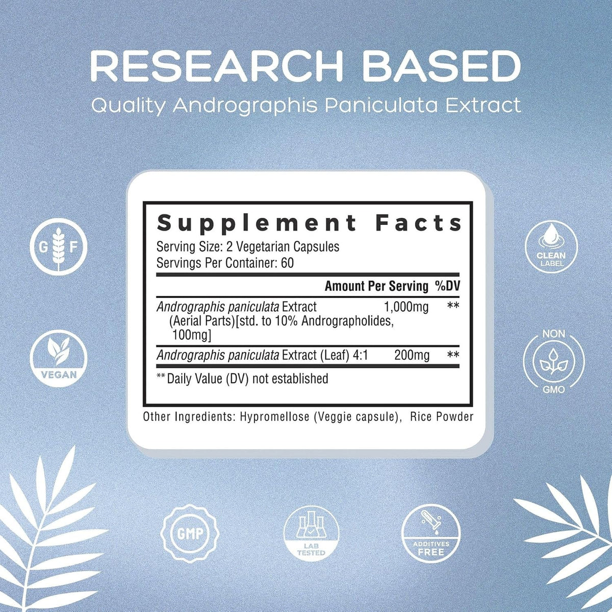 Palmara Health Andrographis Paniculata Extract 1,200mg - 100mg Andrographolides, Vegan Capsules - görsel 6