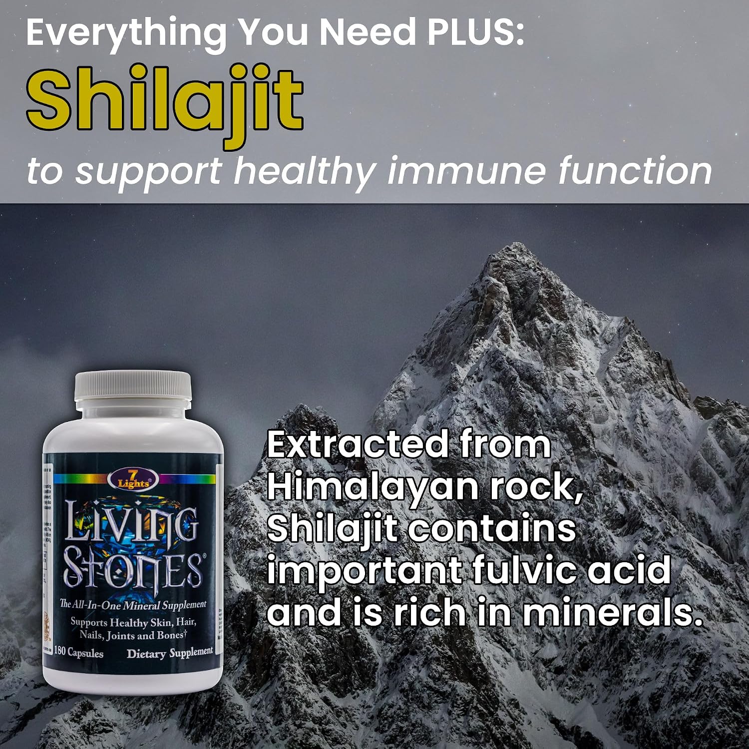 Living Stones Complete Mineral Supplement – with MSM and Shilajit, No Added Iron (180 Capsules) - görsel 6