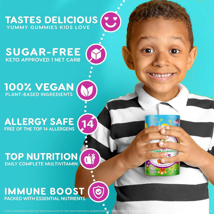 Nutracelle NUTRAMIN Sugar-Free, Allergen-Free Vegan Gummy Multivitamins for Children (90 Gummies)