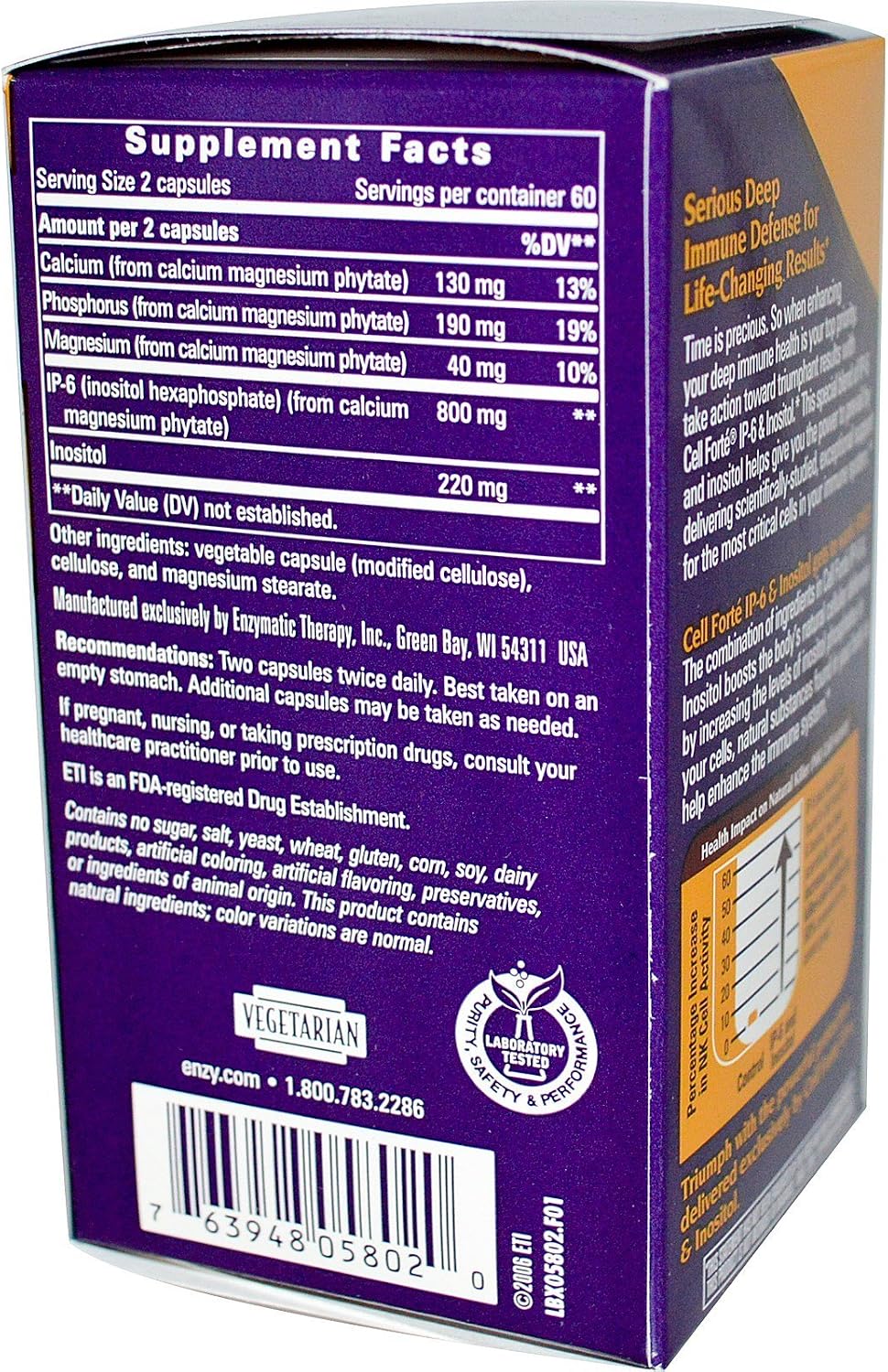 Enzymatic Therapy Cell Forte IP-6 Inositol 120 Veggie Caps - görsel 2
