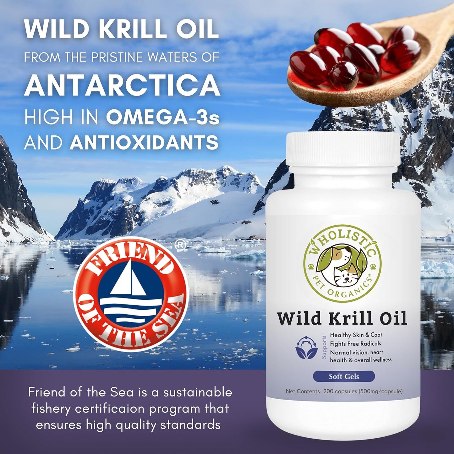 Krill Oil for Dogs and Cats - Premium Antioxidant Support for Pets - Cat and Dog Skin and Coat Supplement with EPA, DHA, Astaxanthin - Omega-3 for Dogs and Cats - 200 Softgels - görsel 4