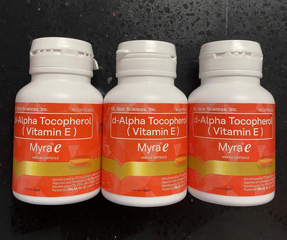 90 Capsules Myra E 400 IU Vitamin E d-Alpha Tocopherol