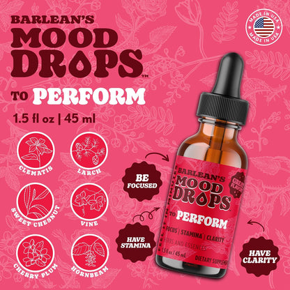 Barlean's Perform Mood Drops – L-Theanine & Shilajit Liquid Supplement, 44 ml
