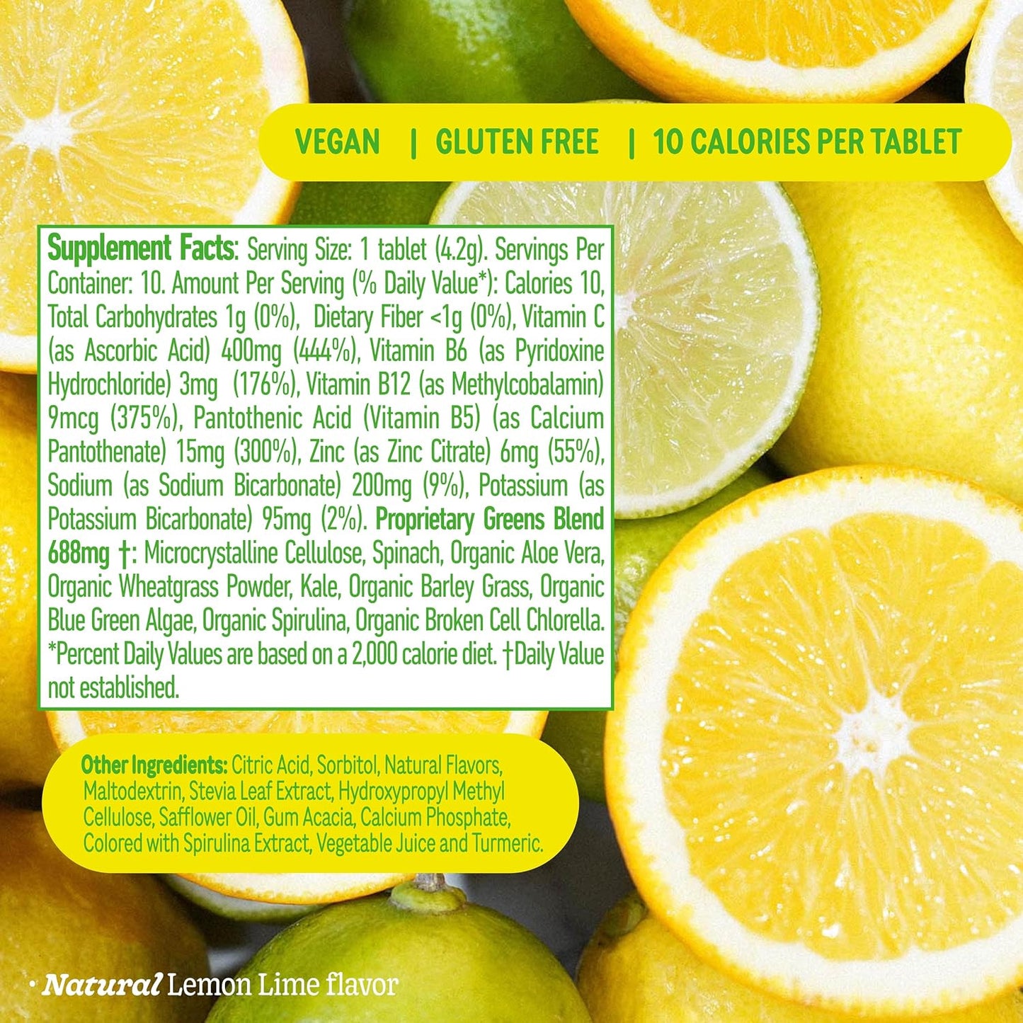 8Greens Daily Greens Effervescent Tablets, Lemon and Lime, 30 Tablets - görsel 4